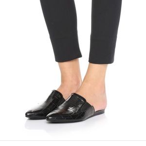 Jenni Kayne croc embos black leather slide